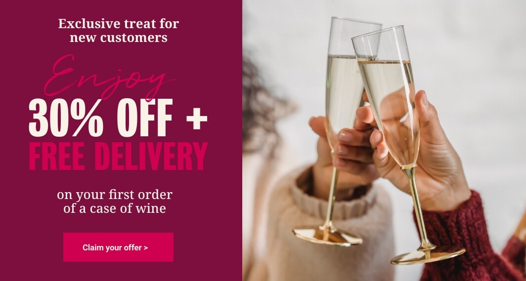Enjoy 30% OFF + Free delivery on your first order of a case of wine