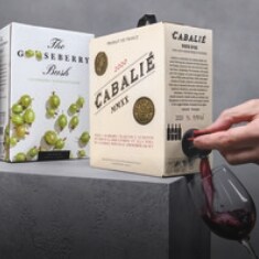Cabalie wine being poured from box of wine