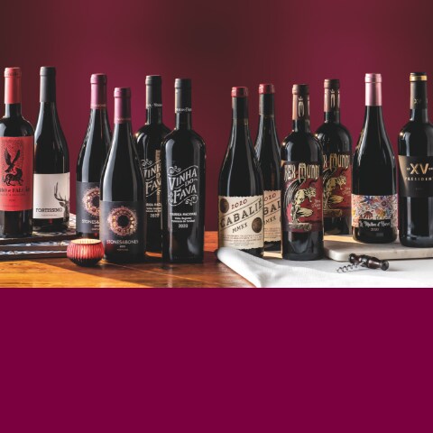 A line up of red wines from the mixed case