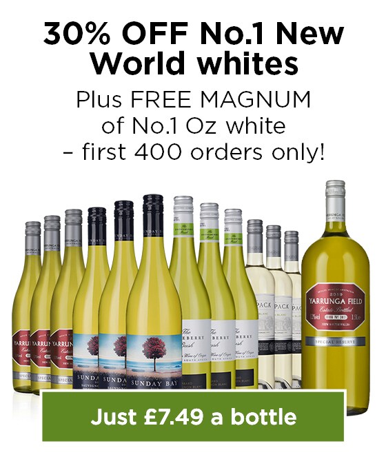 30% OFF No.1 New World whites - Plus FREE MAGNUM of No.1 Oz white – first 400 orders only! - Just £7.49 a bottle