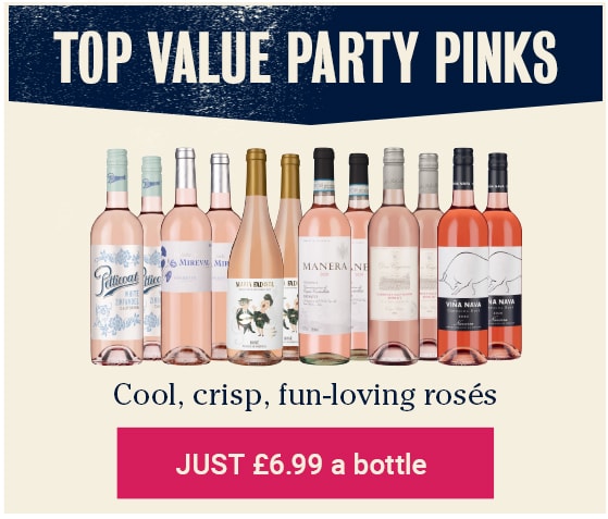 Top Value Party pinks - Cool, Crisp, fun-loving rosés - Just £6.99 a bottle - 30% OFF 
