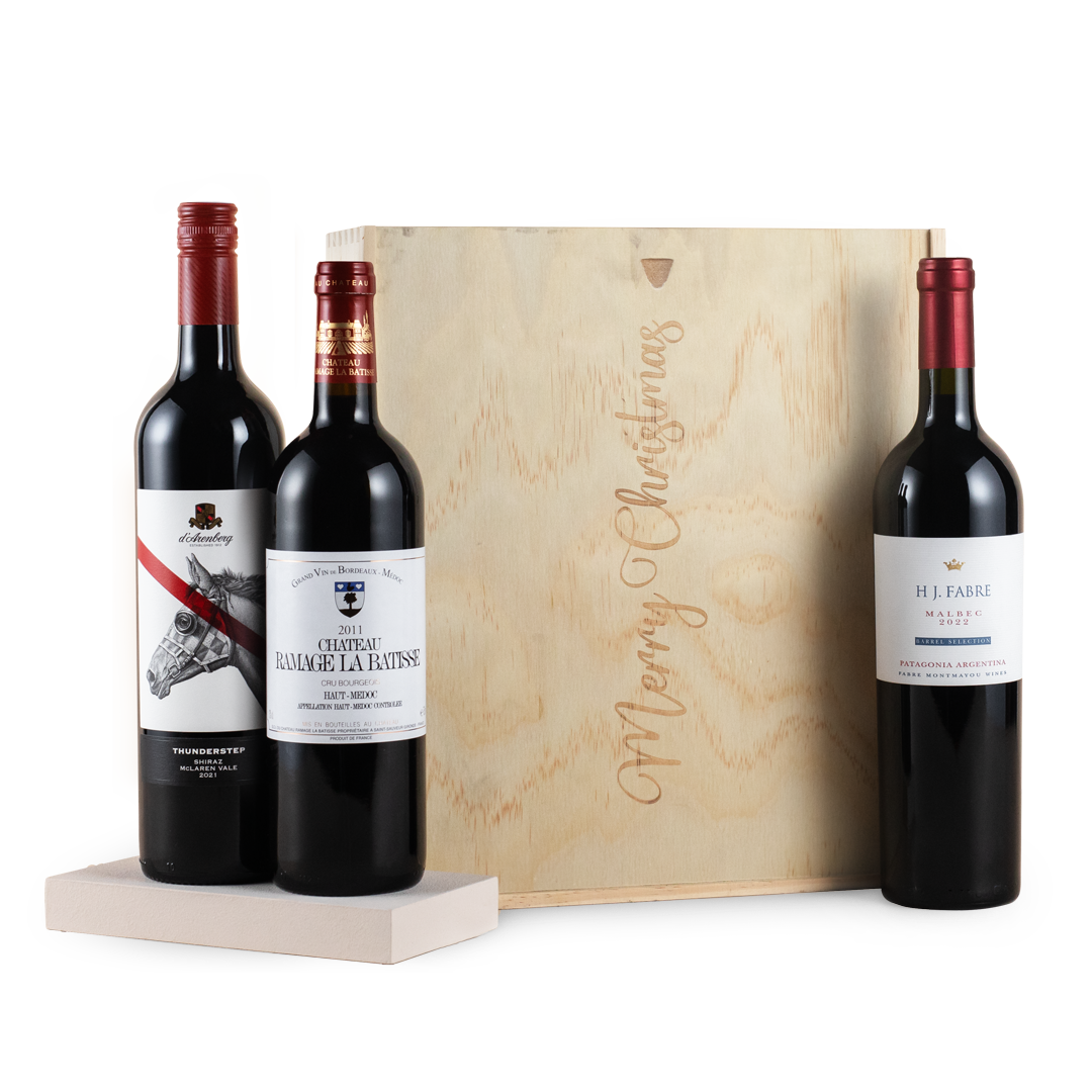 Luxury Merry Christmas Red Wine Gift Trio Luxury Merry Christmas Red Wine Gift Trio
