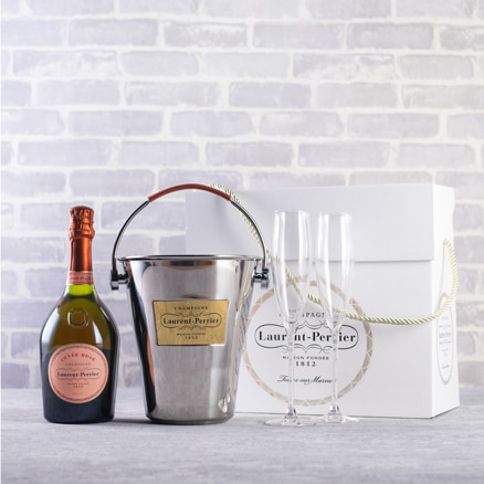 Laurent-Perrier Rosé Champagne, Flutes & Ice Bucket Gift