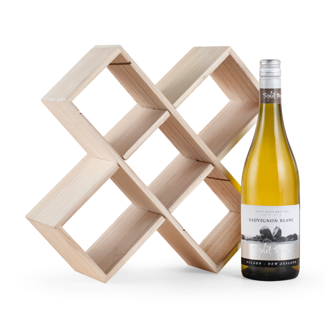 Wooden Wine Rack & New Zealand Sauvignon Gift