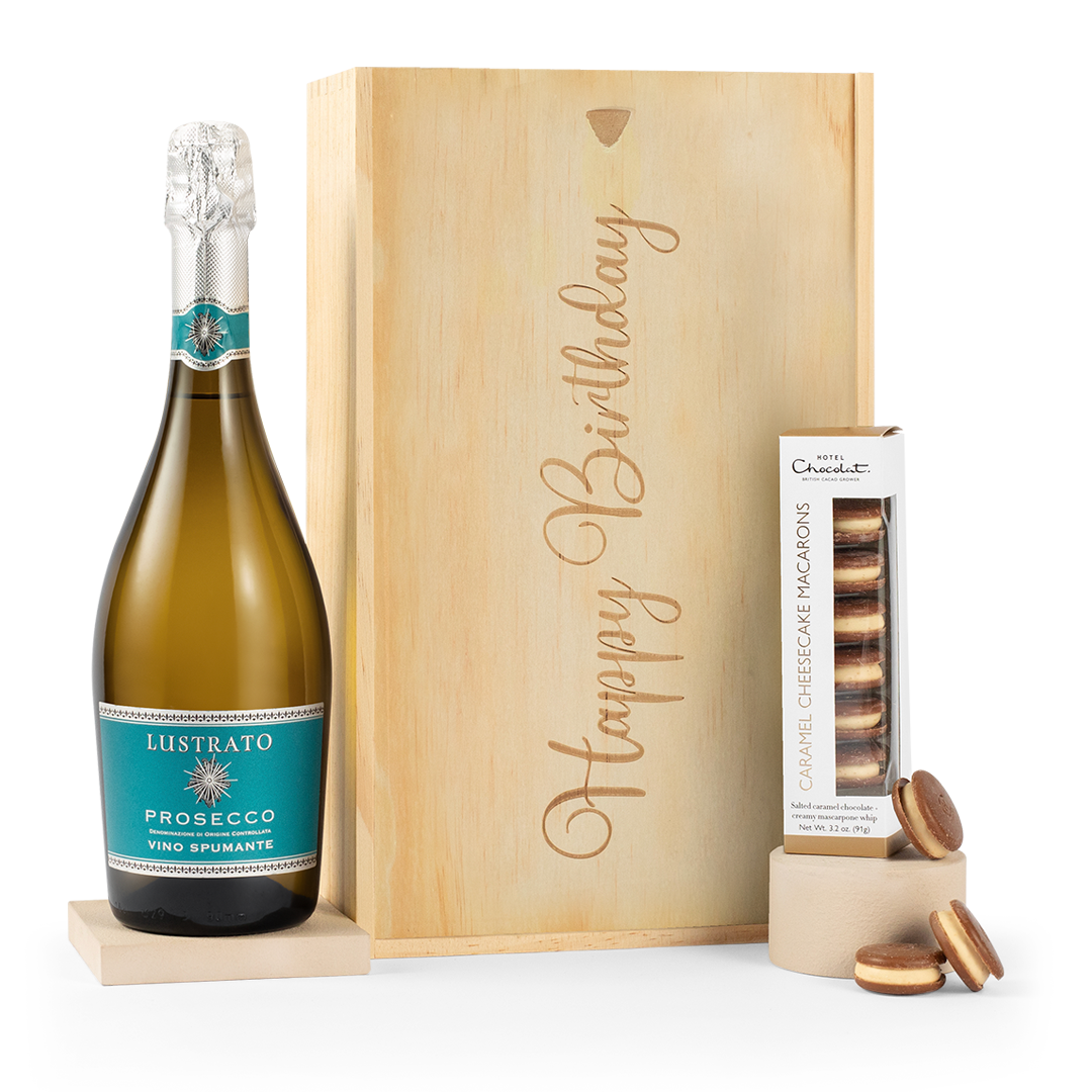 Happy Birthday Prosecco & Hotel Chocolat Macarons Gift Set